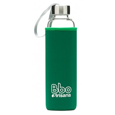 Botella reutilizable Bbo Irisana, de borosilicato con funda de neopreno, 500 ml.
