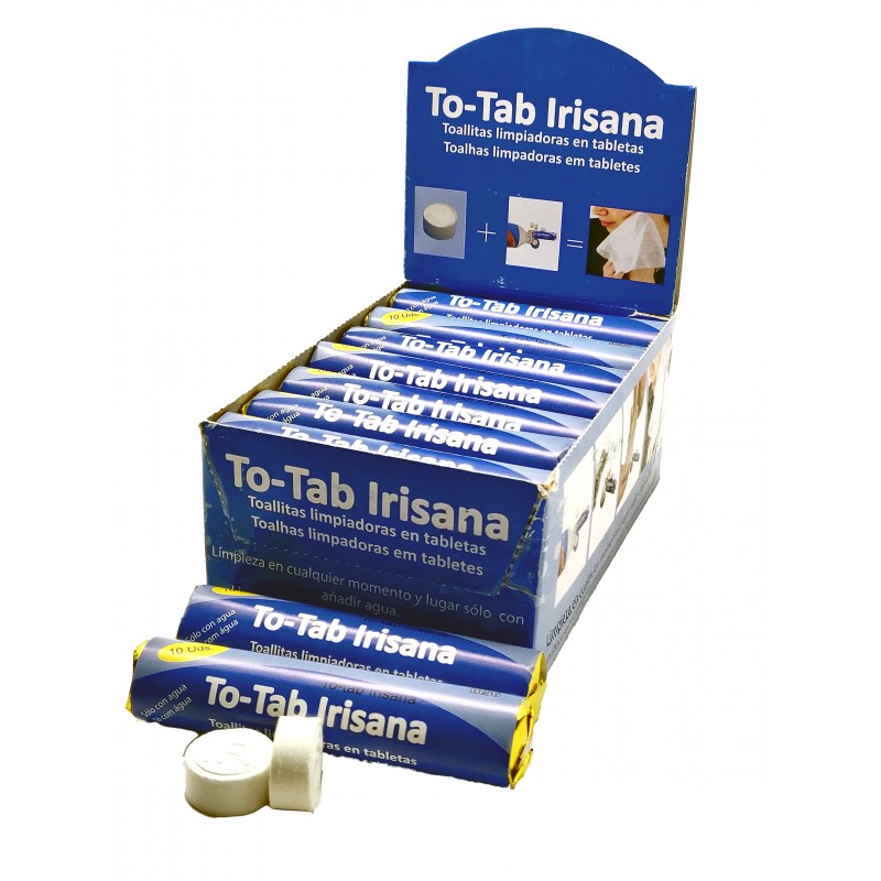 Compressed wipes To-Tab Irisana. Roll of 10 units of 22x24cm