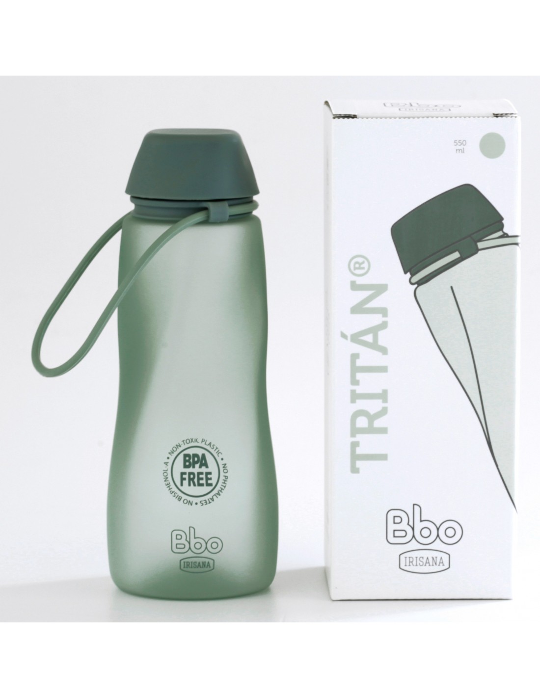 Botella de agua reutilizable de acero inoxidable negro · BBO Irisana · 500  ml