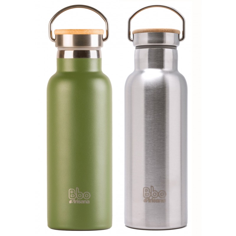 Thermo reusable bottle with bamboo stopper. 500 ml. BBO14