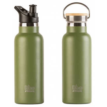 Thermo reusable bottle with bamboo stopper. 500 ml. BBO14