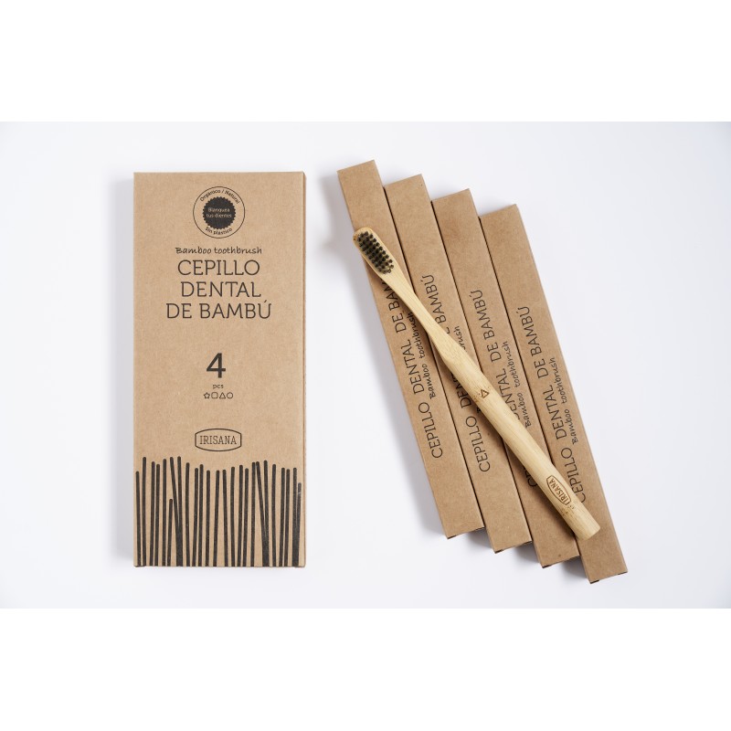 BAMBOO TOOTHBRUSH WITH ACTIVE CHARCOAL. BOX 4 UNITS