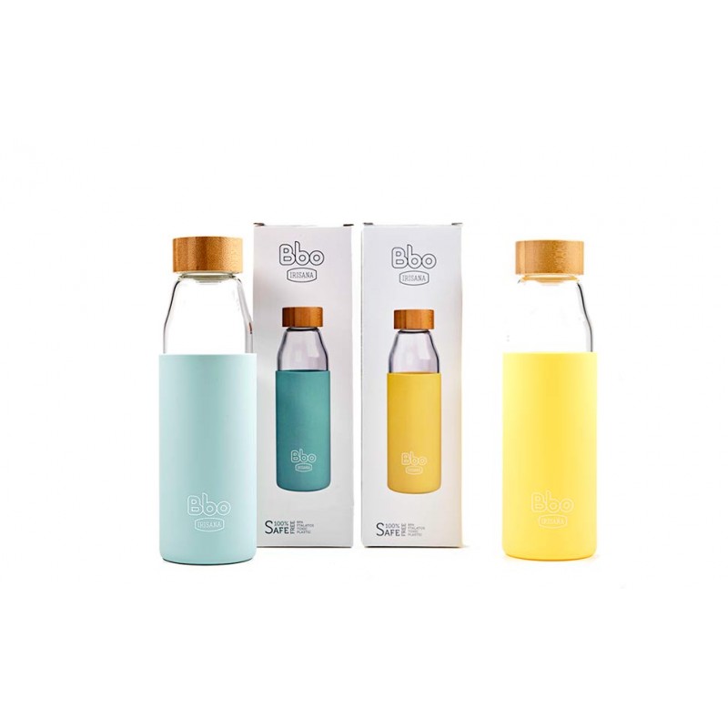 Irisana Bbo Borosilicate Glass Bottle with Bamboo Cap. 500 ml.