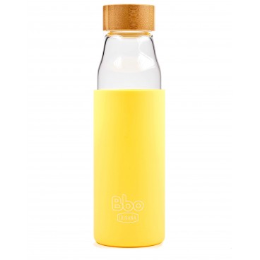 Irisana Bbo Borosilikatglasflasche mit Bambusdeckel. 500 ml.