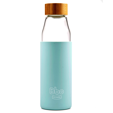Bbo Irisana bottiglia in vetro borosilicato con tappo in bamboo. 500 ml.