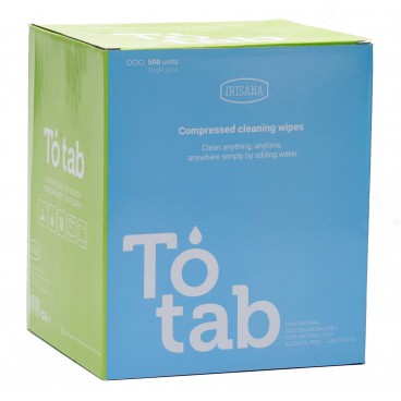 Compressed wipes To-Tab Irisana. 500 individual units of 22x24 cm.