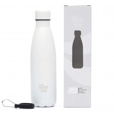 Botella termo Bbo Irisana con mosquetón. Acero inoxidable, 500 ml.