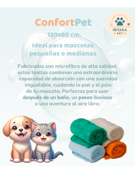 ConfortPet. Toalla de microfibra para mascotas.120x80 cm