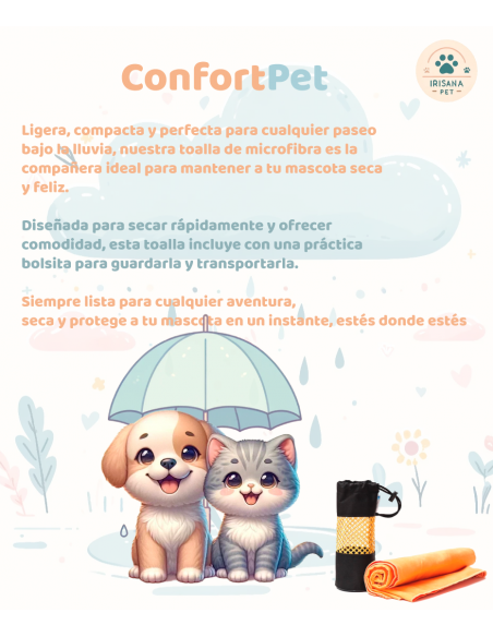 ConfortPet. Serviette légère en microfibre avec sac de transport