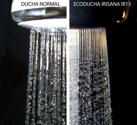 Comparison normal shower vs Irisana IR15 Eco-Shower